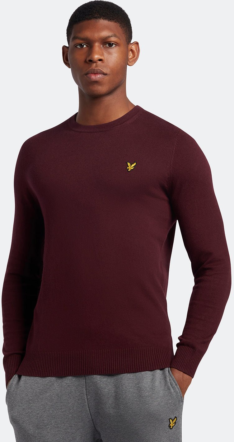 Thumbnail - Lyle & Scott Baumwolle-Merino-Pullover mit Rundhalsausschnitt in Burgunderrot