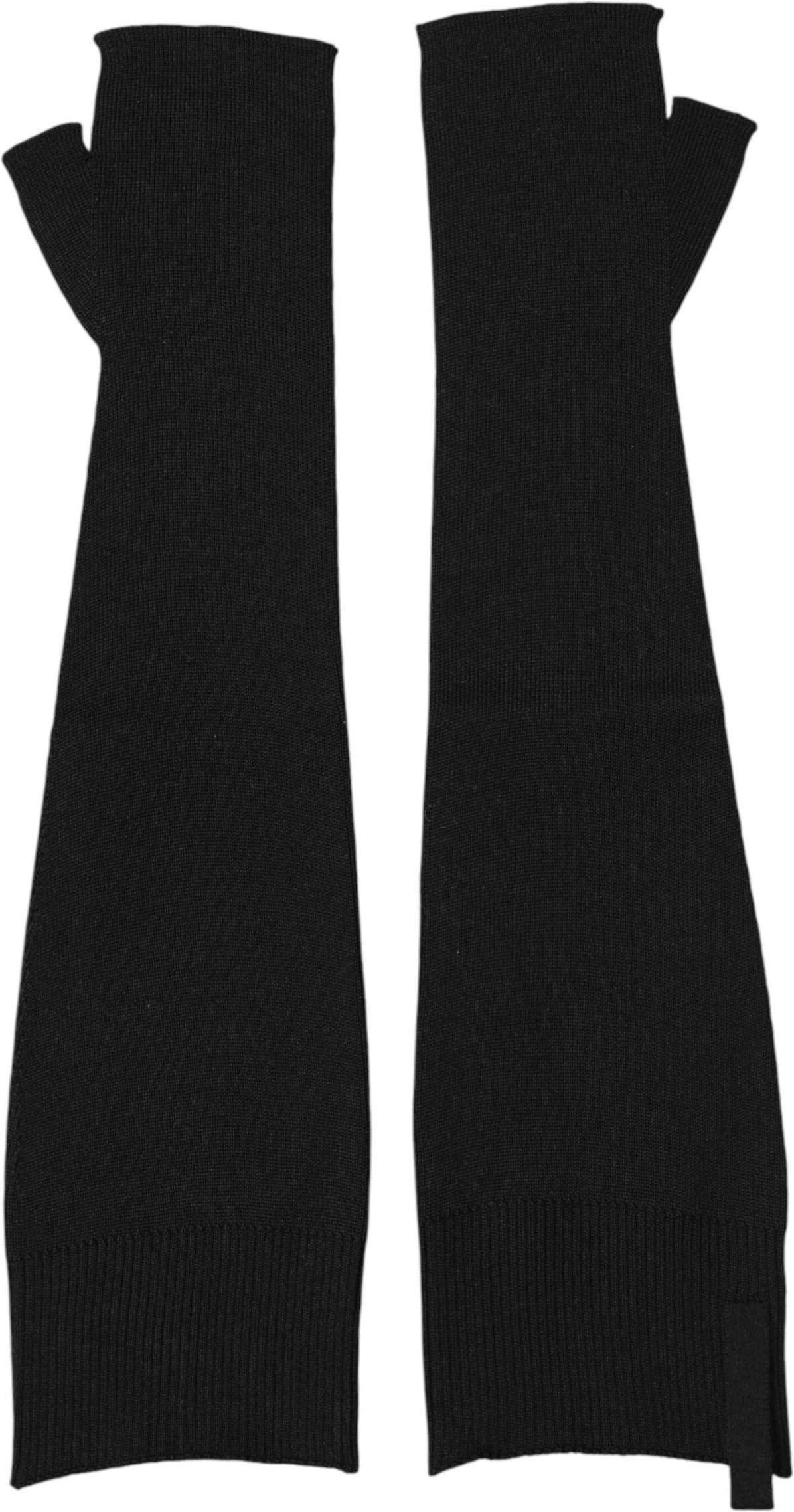 Schwarze Jungfrauwolle Gestrickte Fingerlose Herrenhandschuhe