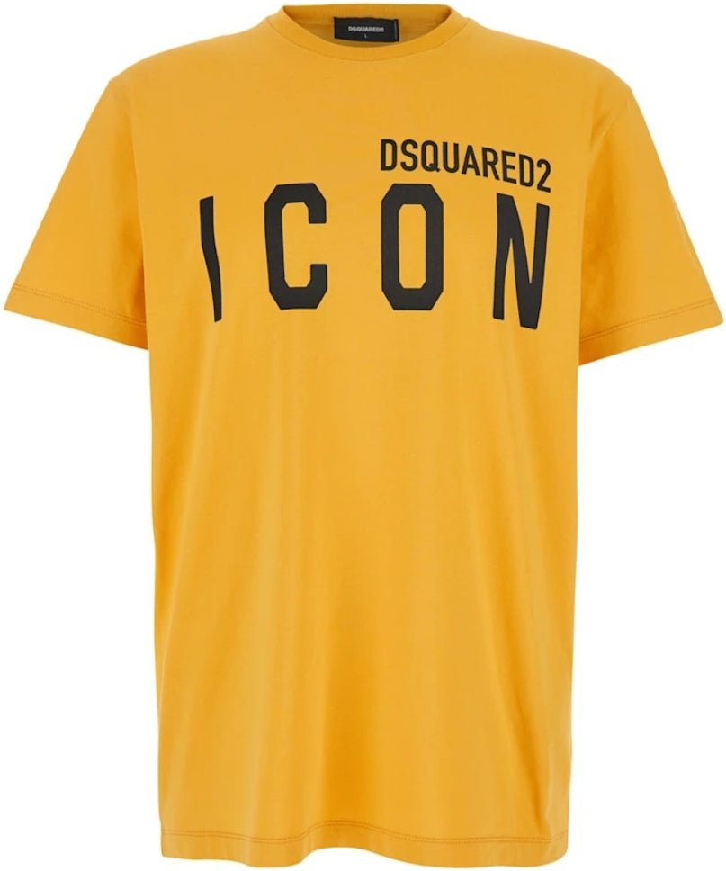 Dsquared2 Sonnenblumengelbes T-shirt Großes Schwarzes Logo