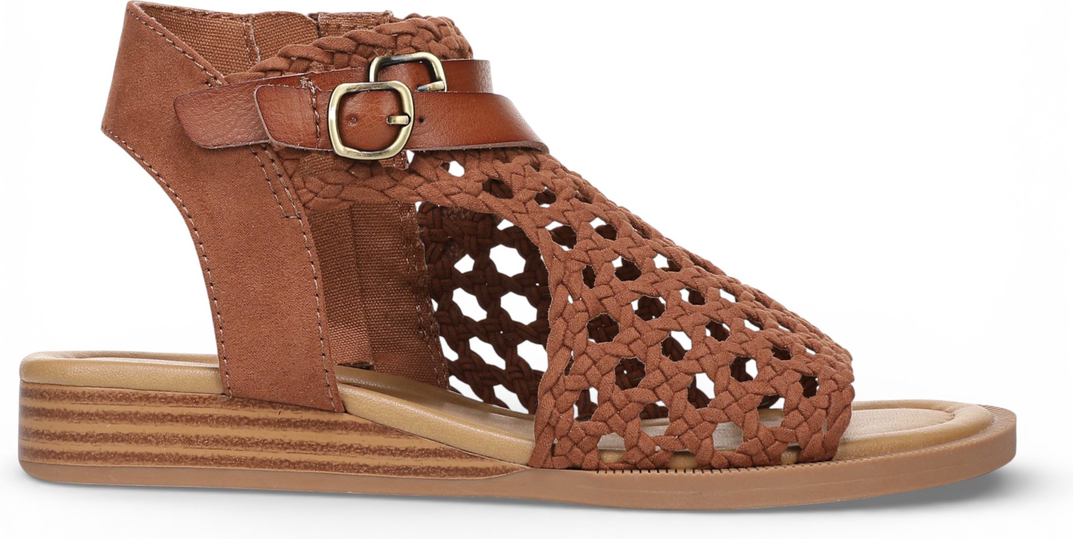 Blowfish Malibu Damen-Cognac Braungewebte Micro Wedge Sandalen – Anuella