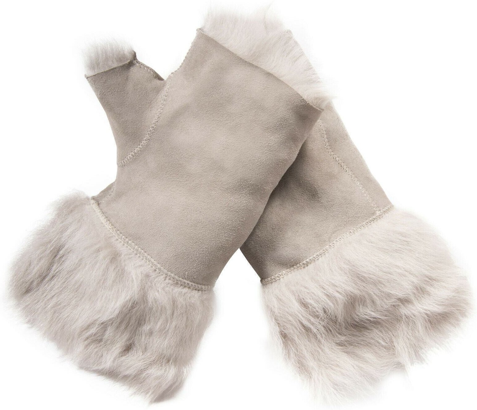 Damen-Fäustlinge aus Lammfell, fingerlose Manschetten, Toscana-Wildleder, Schaffellfell