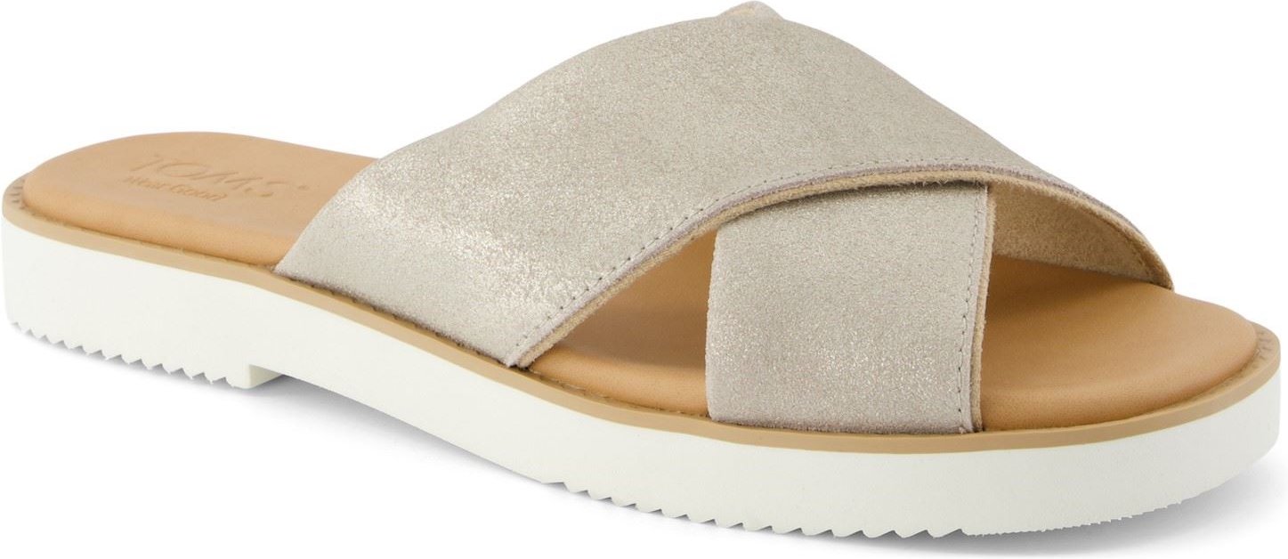 TOMS Mae Crossover Damen Sandalen aus Champagnerleder