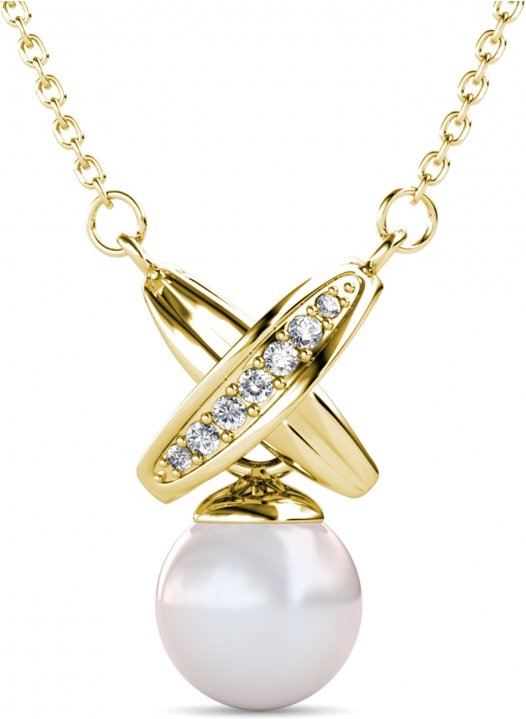 Collier Chris Pearl - Doré et Cristal