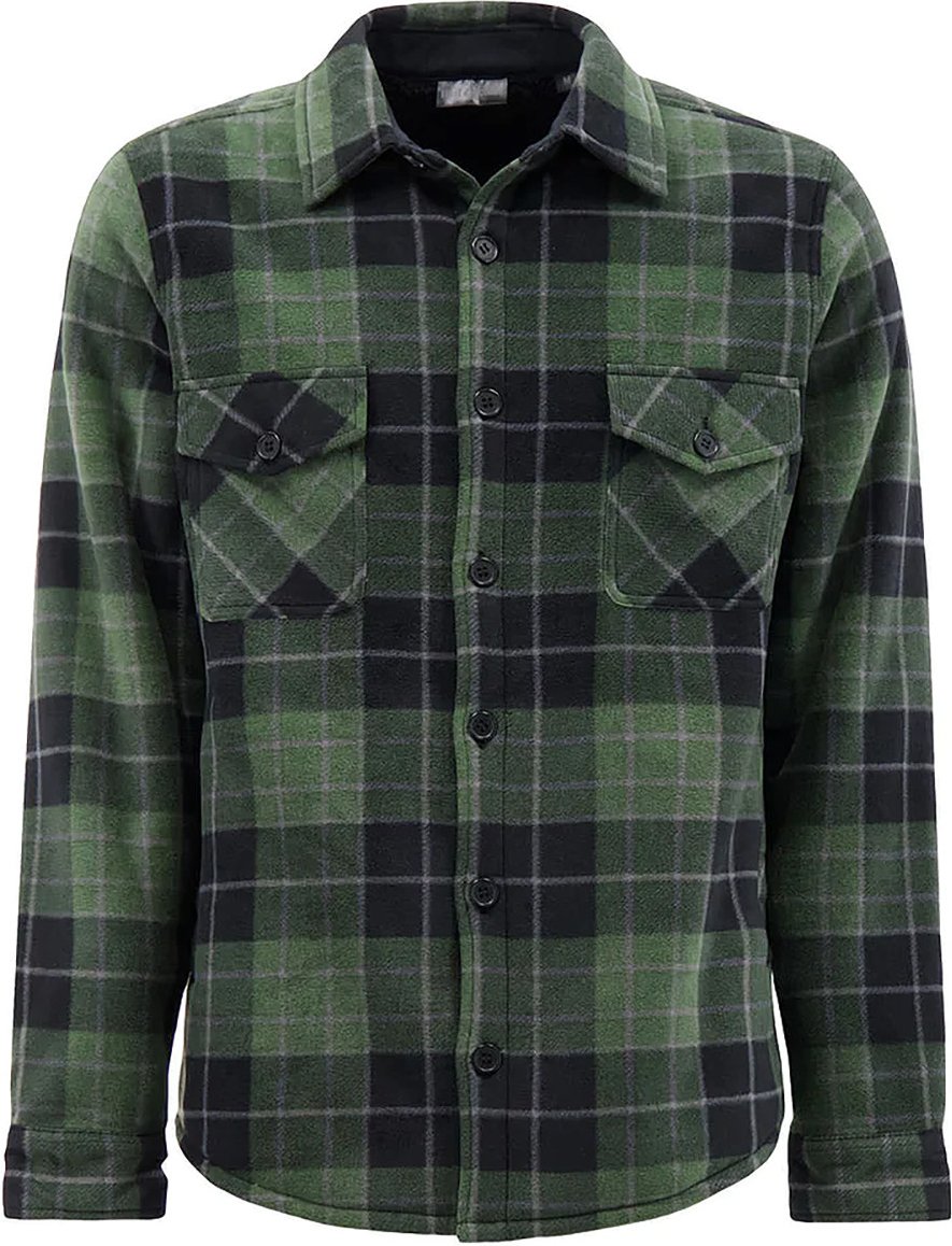 Gesteppte karierte Winterjacke für Männer | Wärmehalter | Langarm-Karohemd | Karomuster - Hunter / Schwarz