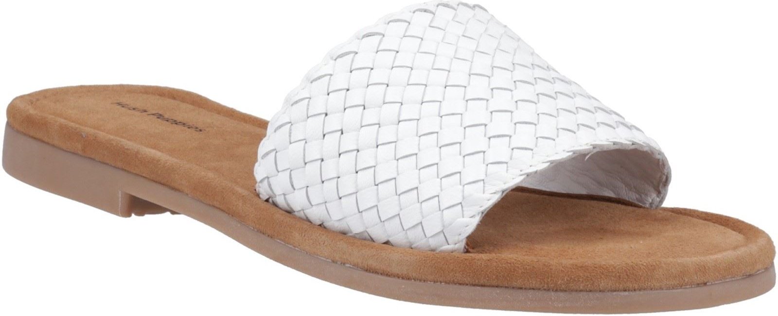 Hush Puppies Hetty Slide Leder Damenweiße Sandalen