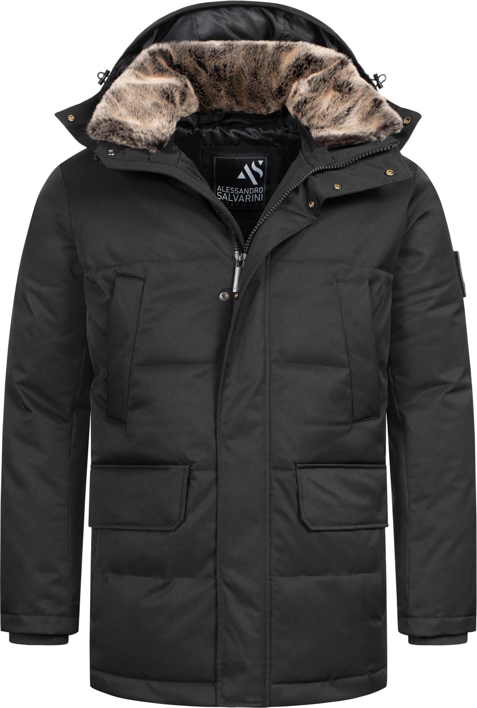 Thumbnail - Alessandro Salvarini Herren Winterjacke AS-456 – Stilvoll, Wasserabweisend Mit Abnehmbarer Kapuze