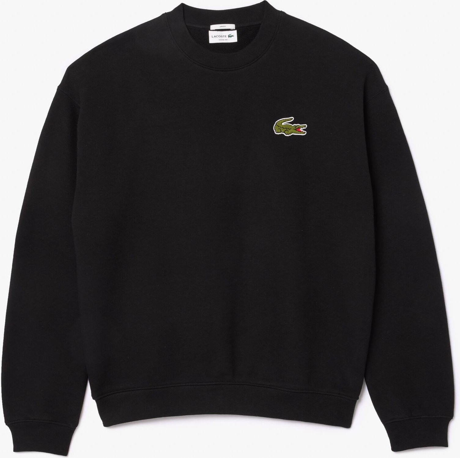 Lacoste - "Accent" Sweatshirt für Herren/Damen Unisex Fleece lose Passform (Schwarz)