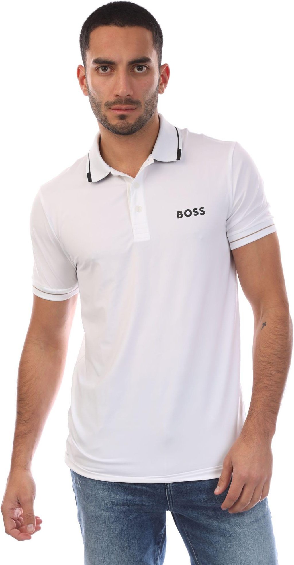 Boss - Poloshirt für Herren, 4-fache Dehnrichtung (Naturweiß)
