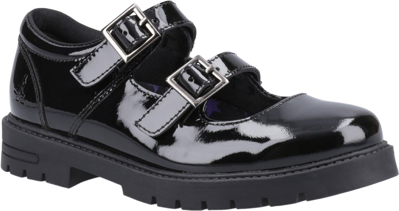 Hush Puppies Ella Patent Junior Mädchenschuhe Aus Schwarzem Leder