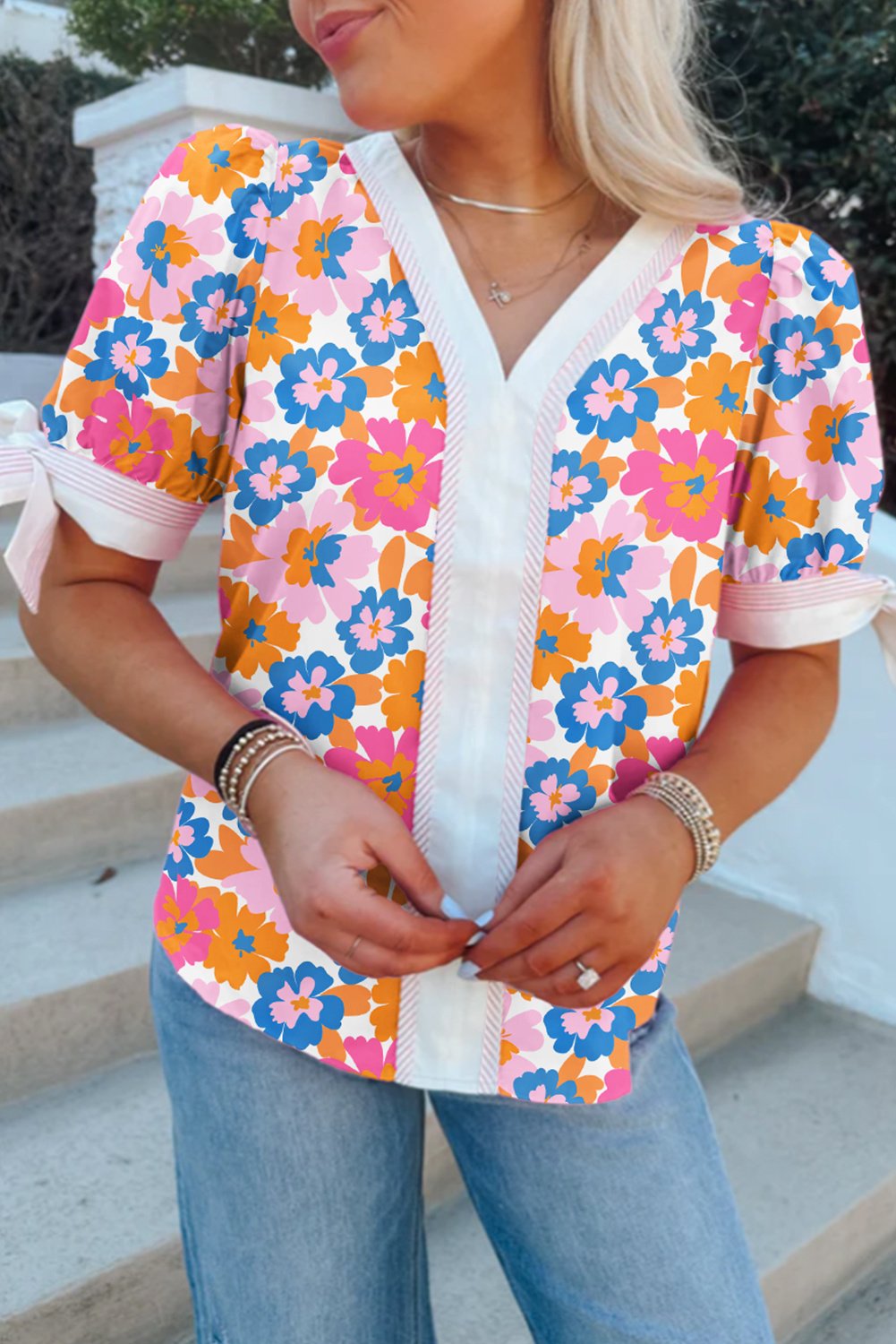 Blumendruck Button-Down-Bluse