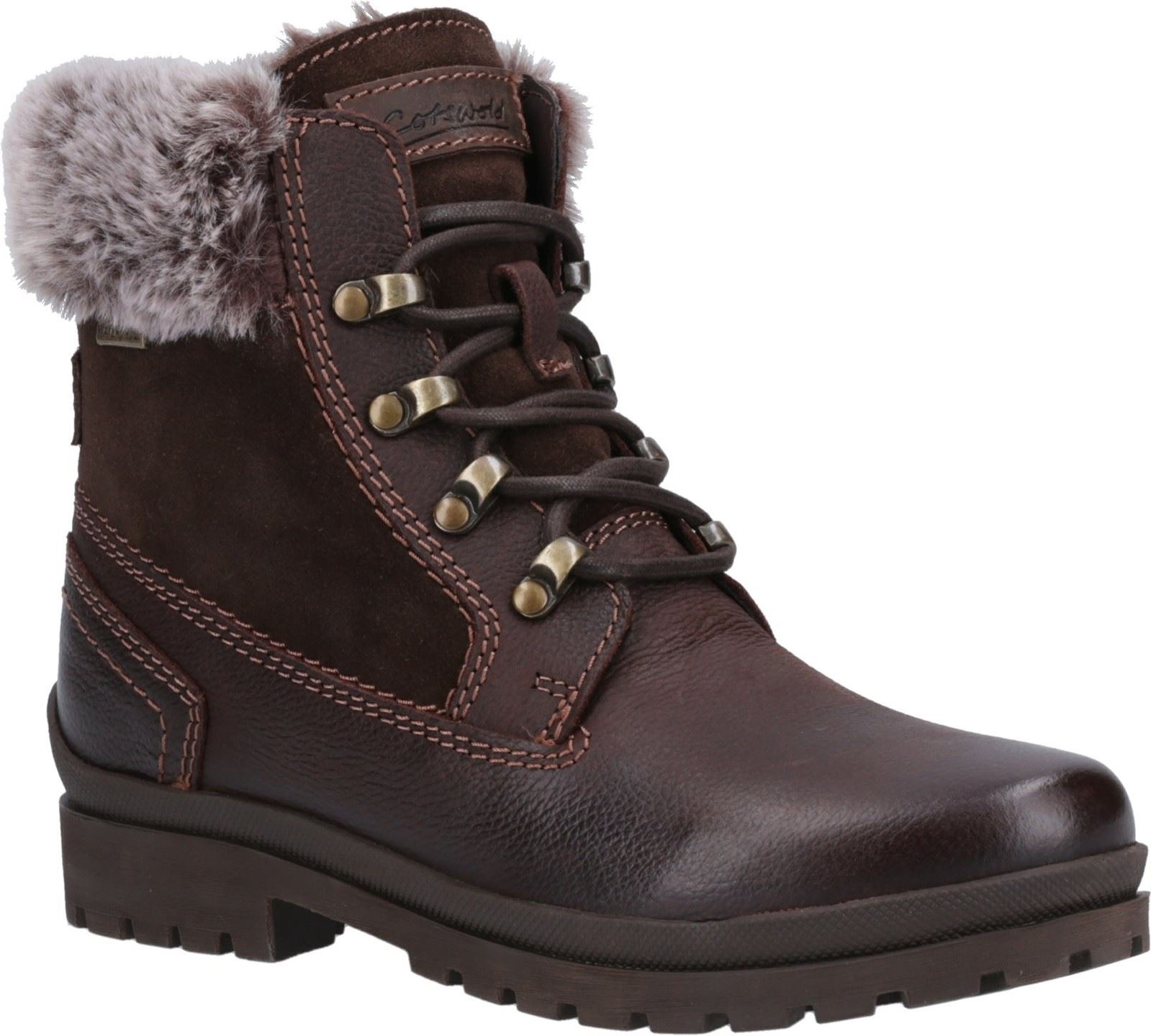 Cotswold Evenlode Leder Damen Braune Winter Stiefeletten