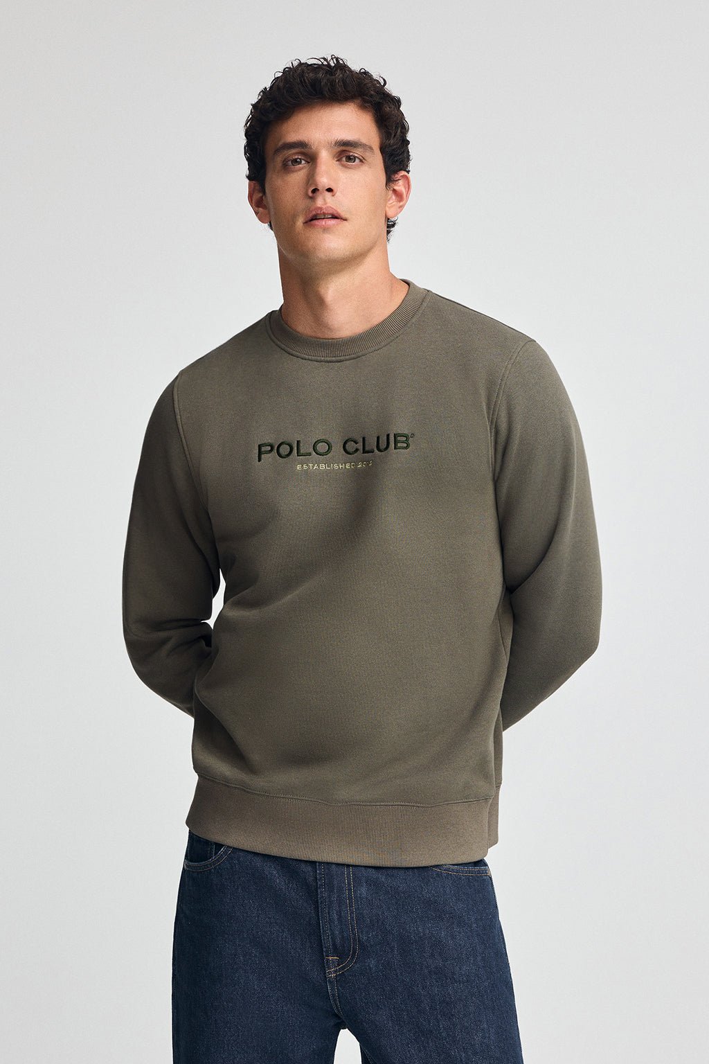 Sweatshirt armeegrün im Relaxed Fit Established 2012 Polo Club