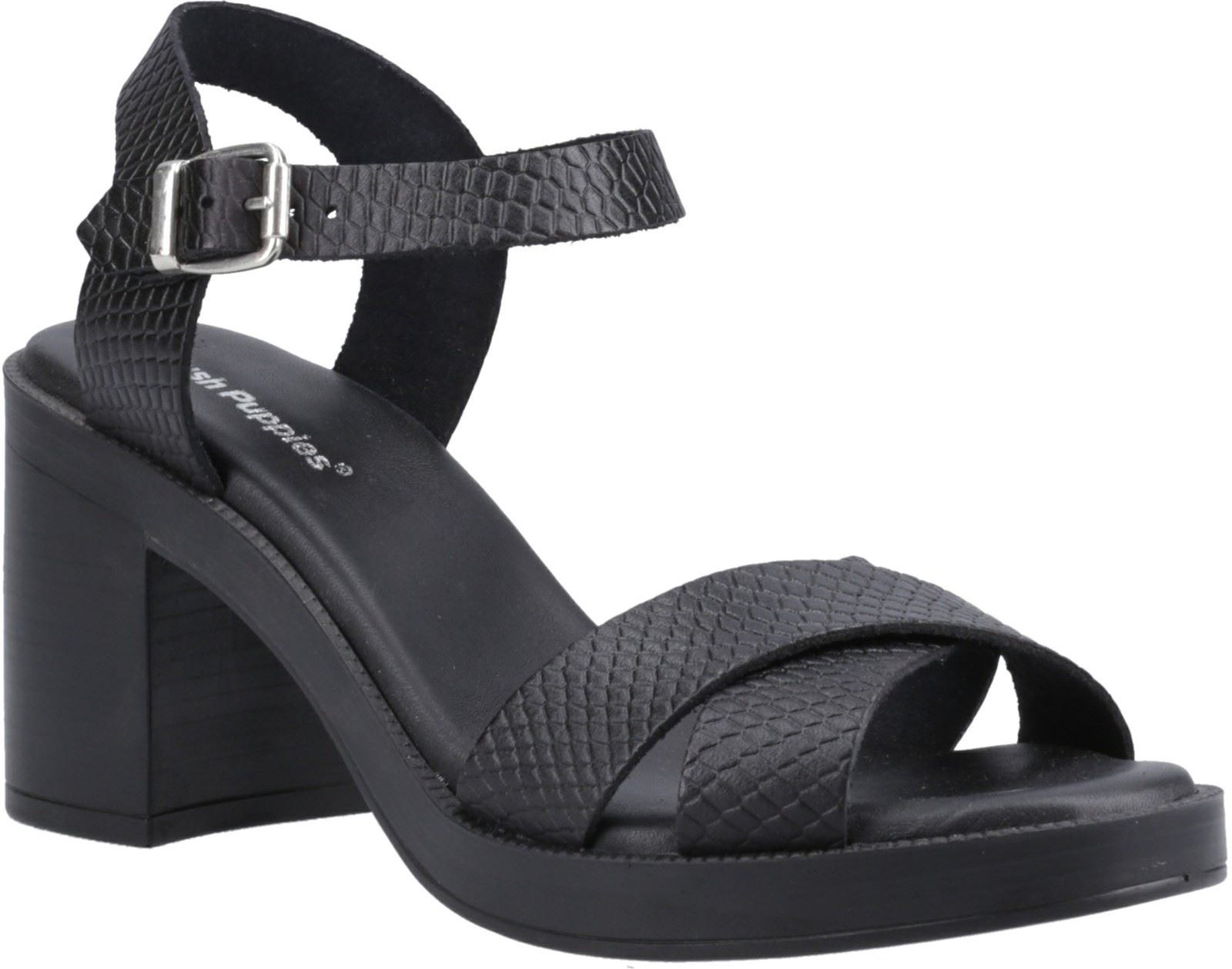 Hush Puppies Georgia Damen Sandalen Aus Schwarzem/Schlangenleder