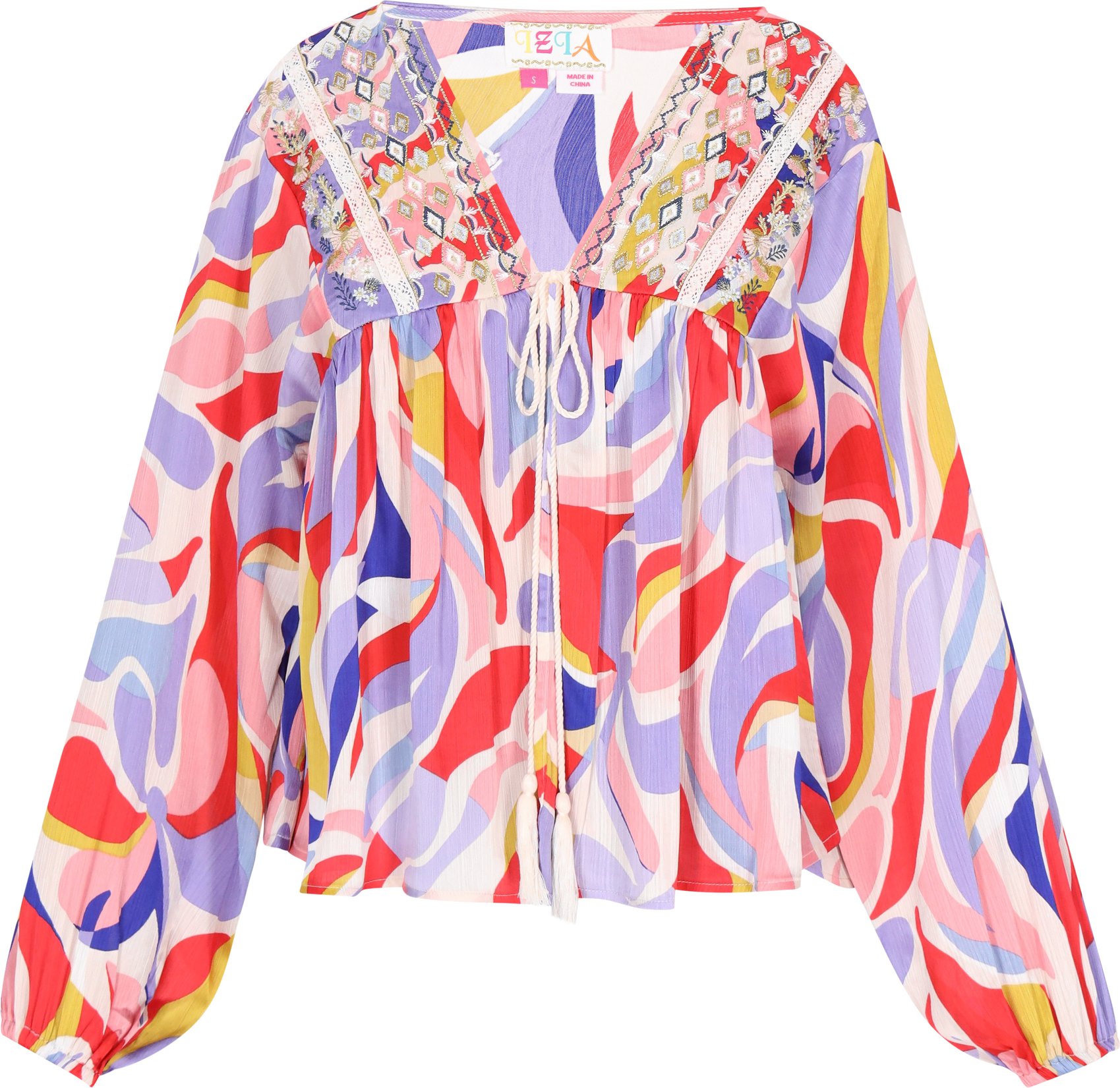 IZIA Bluse Frauen rot mehrfarbig