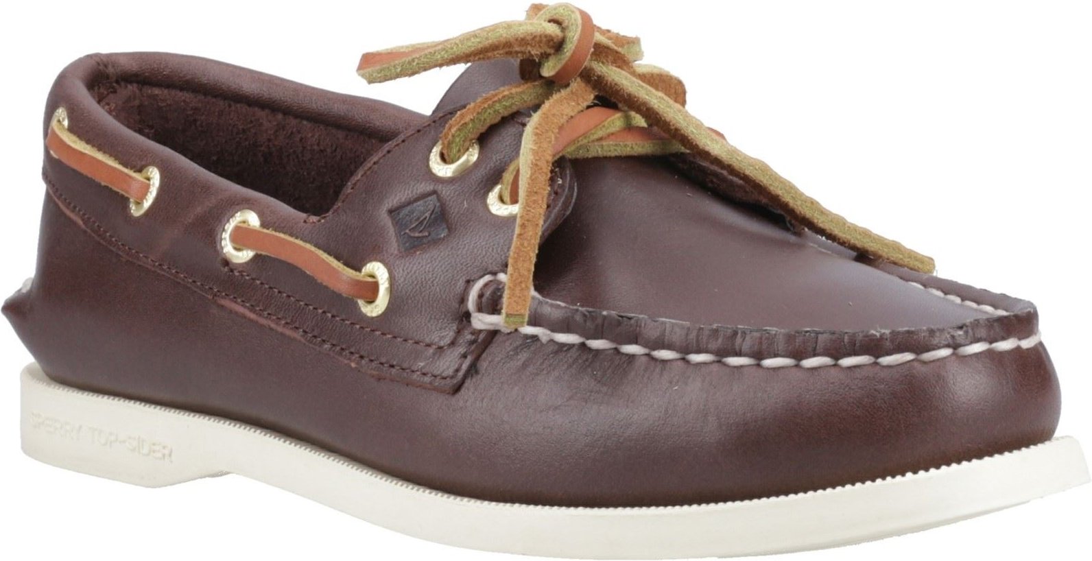 Sperry Authentische 2-Augen-Leder Damen Braune Standard Bootsschuhe