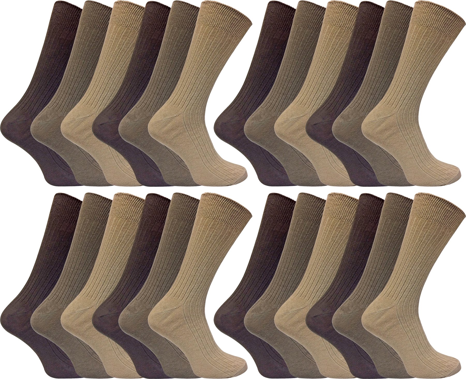 24 Paare Multipack Herren Ultimate Comfort Socken aus 100% Baumwolle