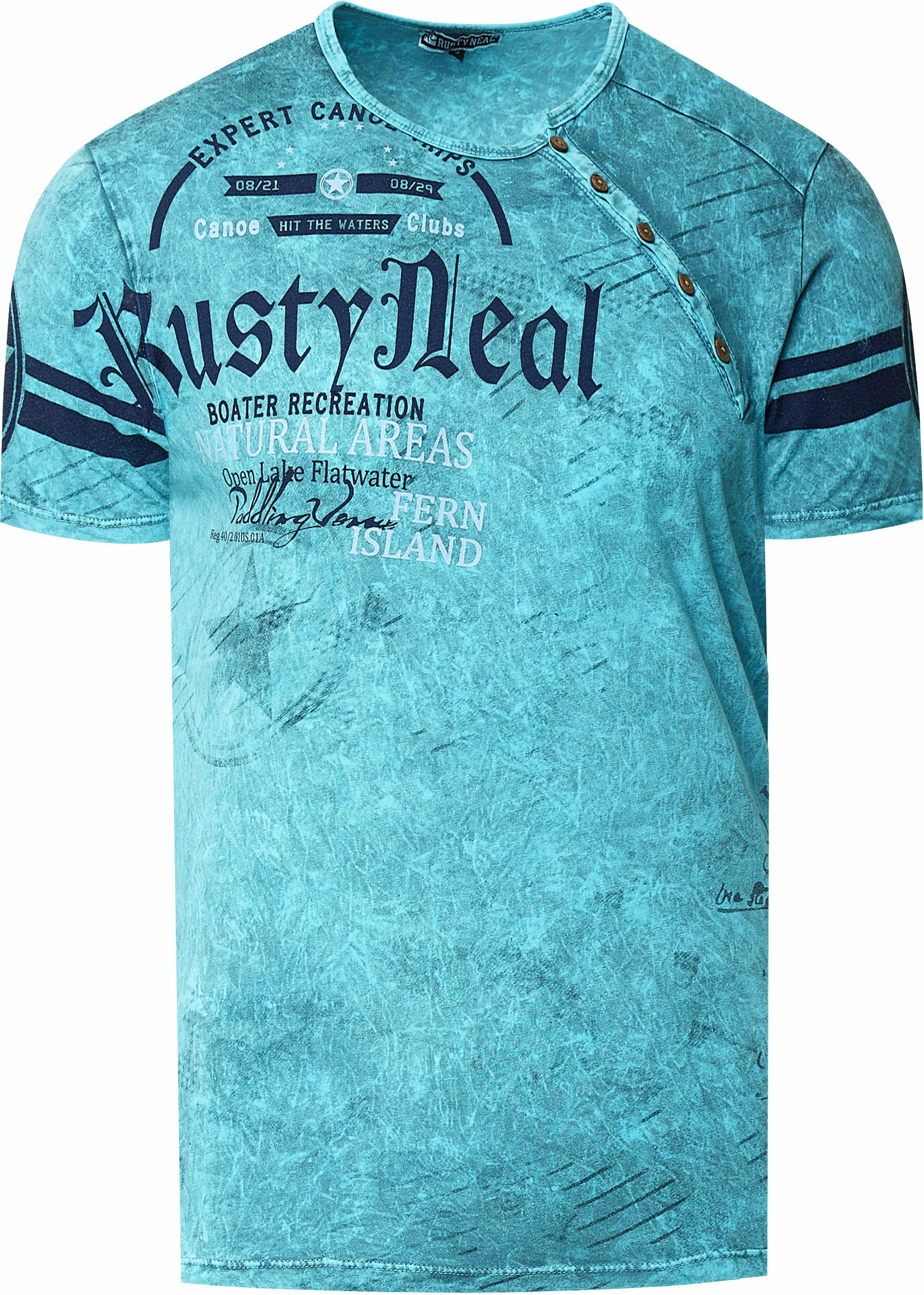 T-Shirt mit Seitlicher Knopfleiste und Logo-Print