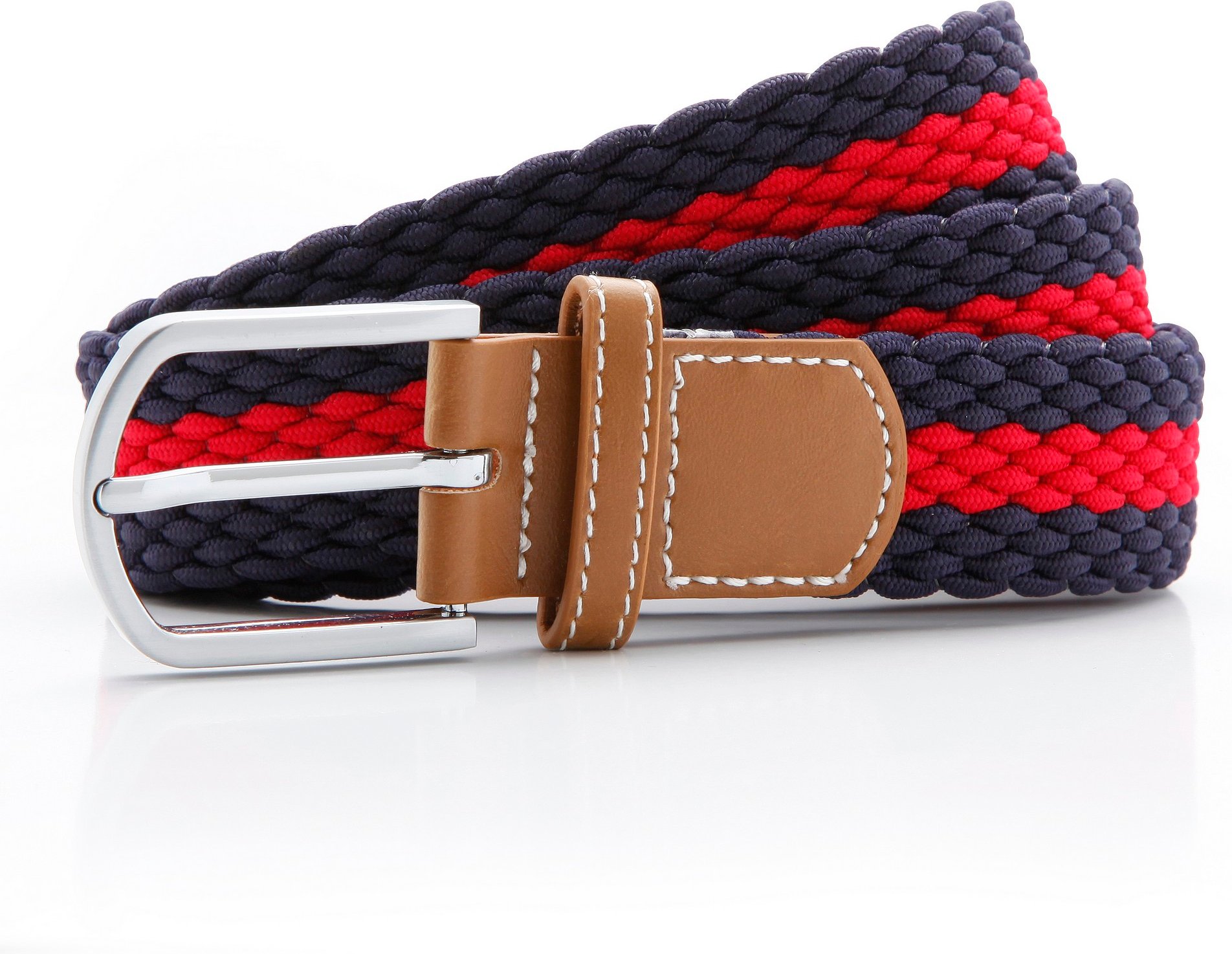 Asquith & Fox Herren Zweifarbiger Streifen Flecht-Stretchgürtel (Marine/Rot)
