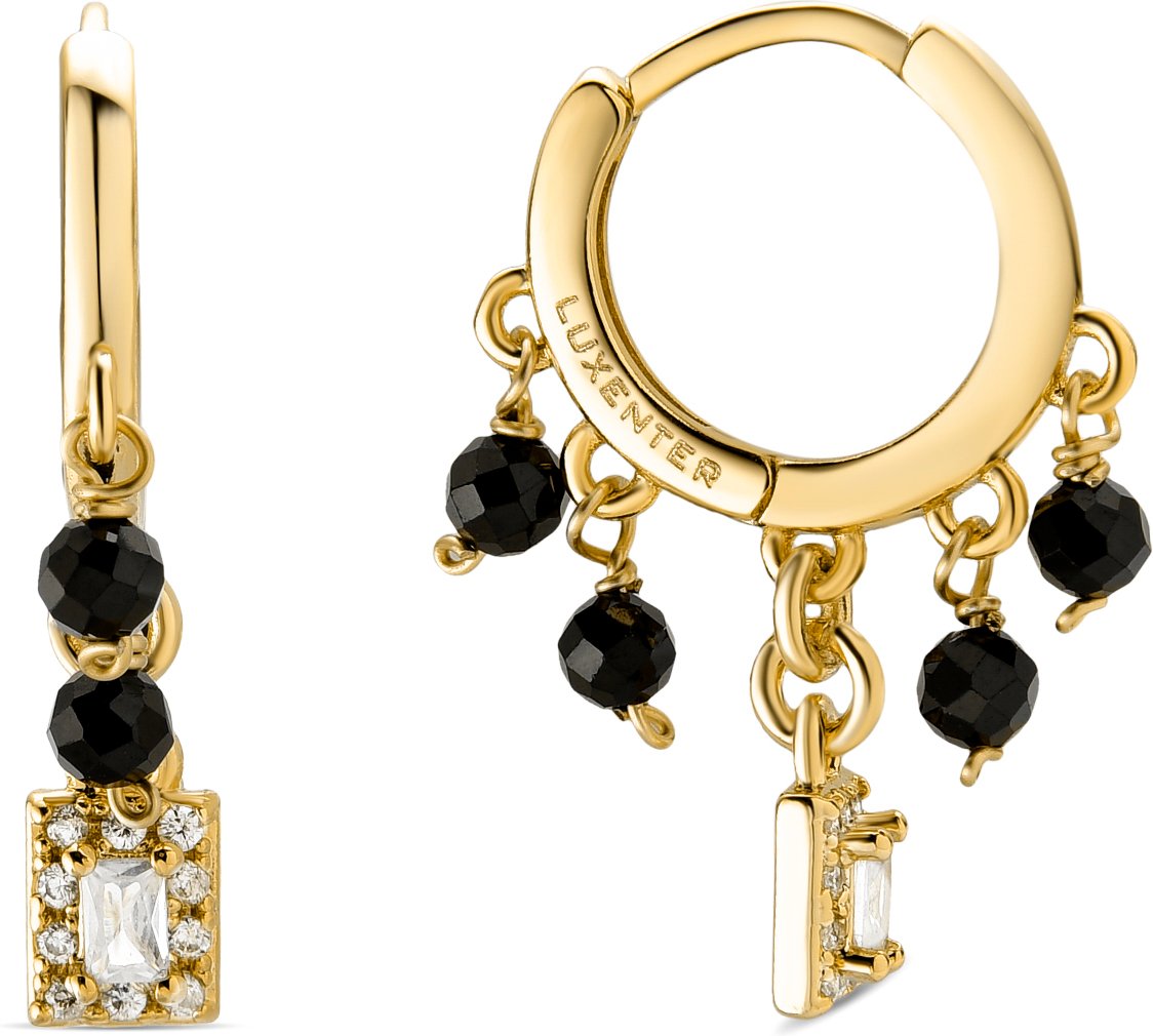 Luxenter Schwarzer Achat Ohrringe aus 18K Gelbgold - Ordzun
