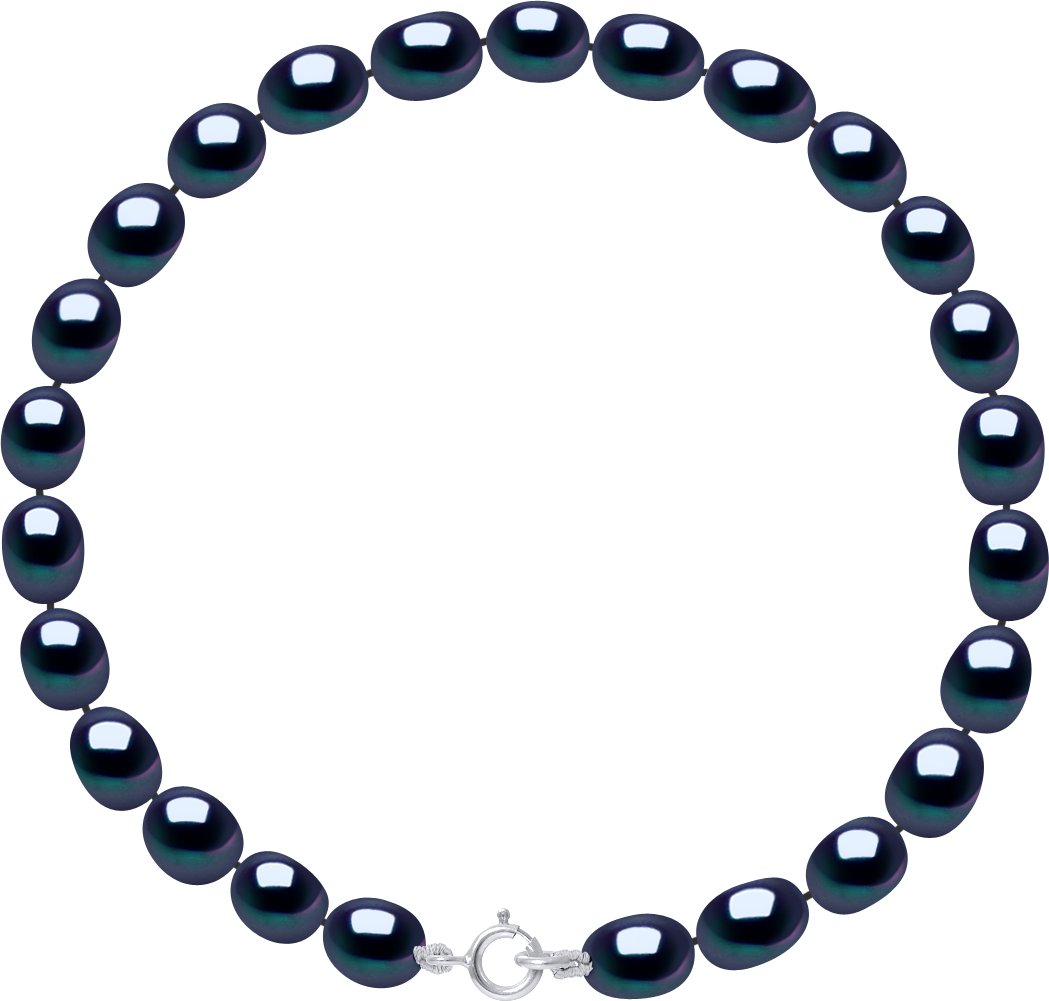 DIADEMA - Armband - Echte Süßwasserperlen - Schwarz - Weißgold