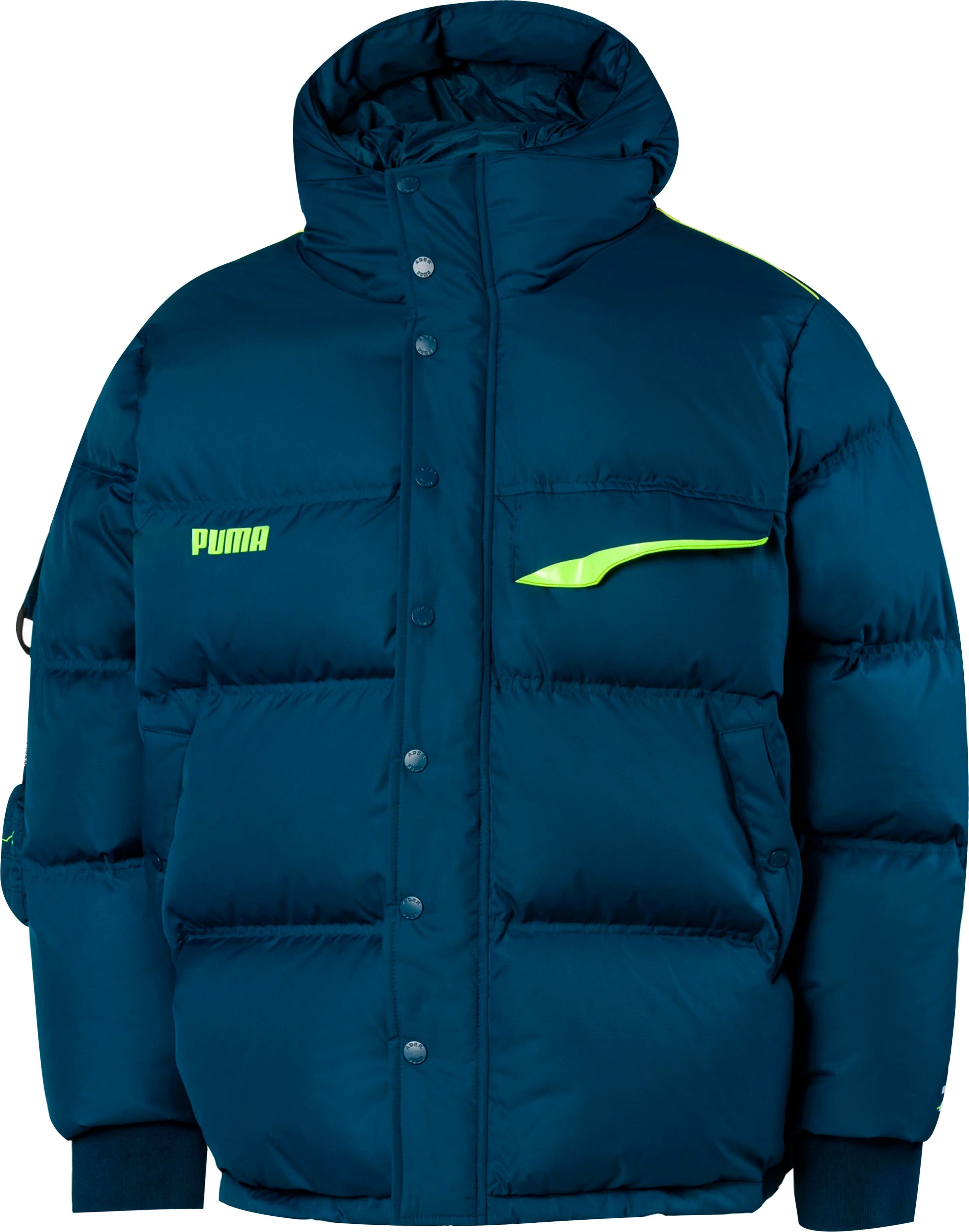 Puma x Ader Fehler Down Pufferjacke mit Kapuzenmantel Blau - Herren