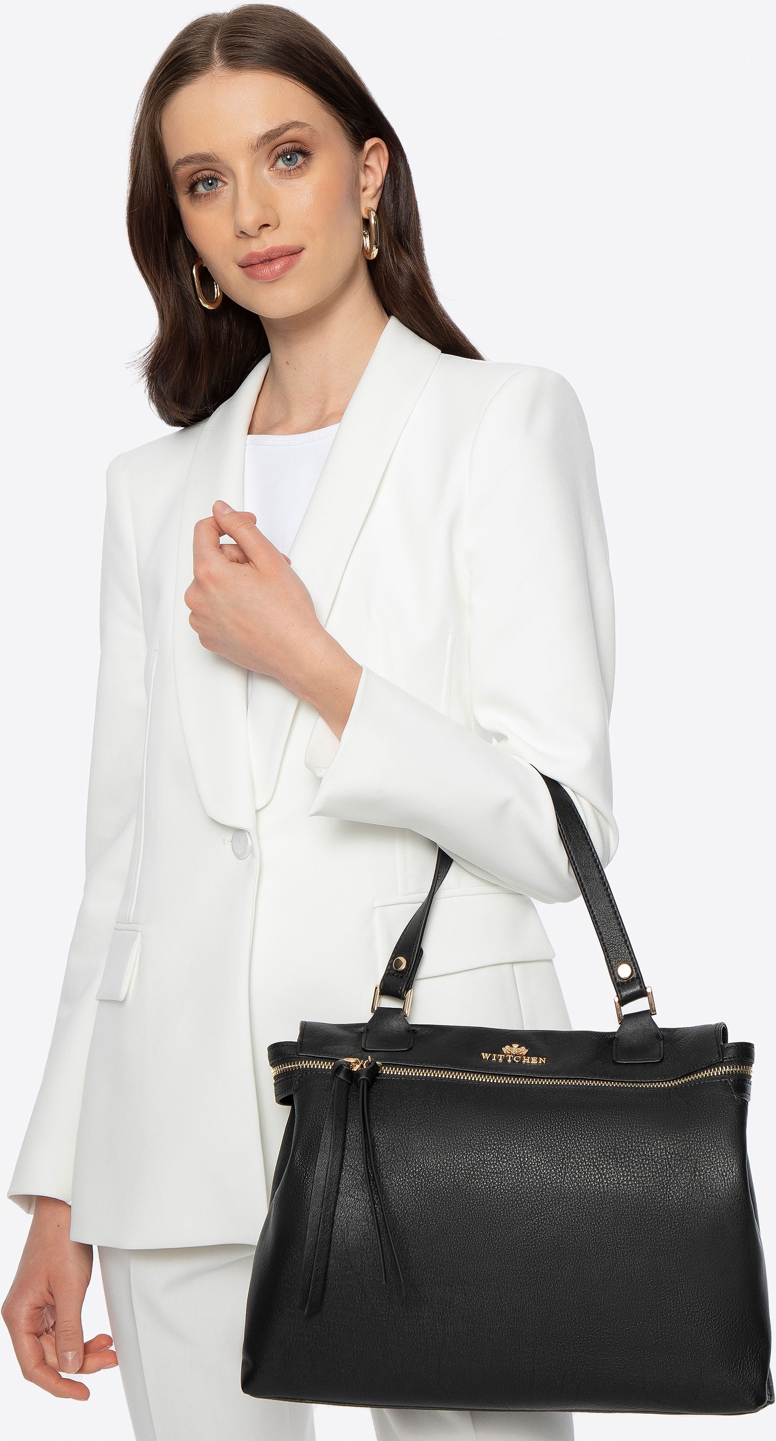 Wittchen Damen-Etui aus Naturleder, schwarz und gold