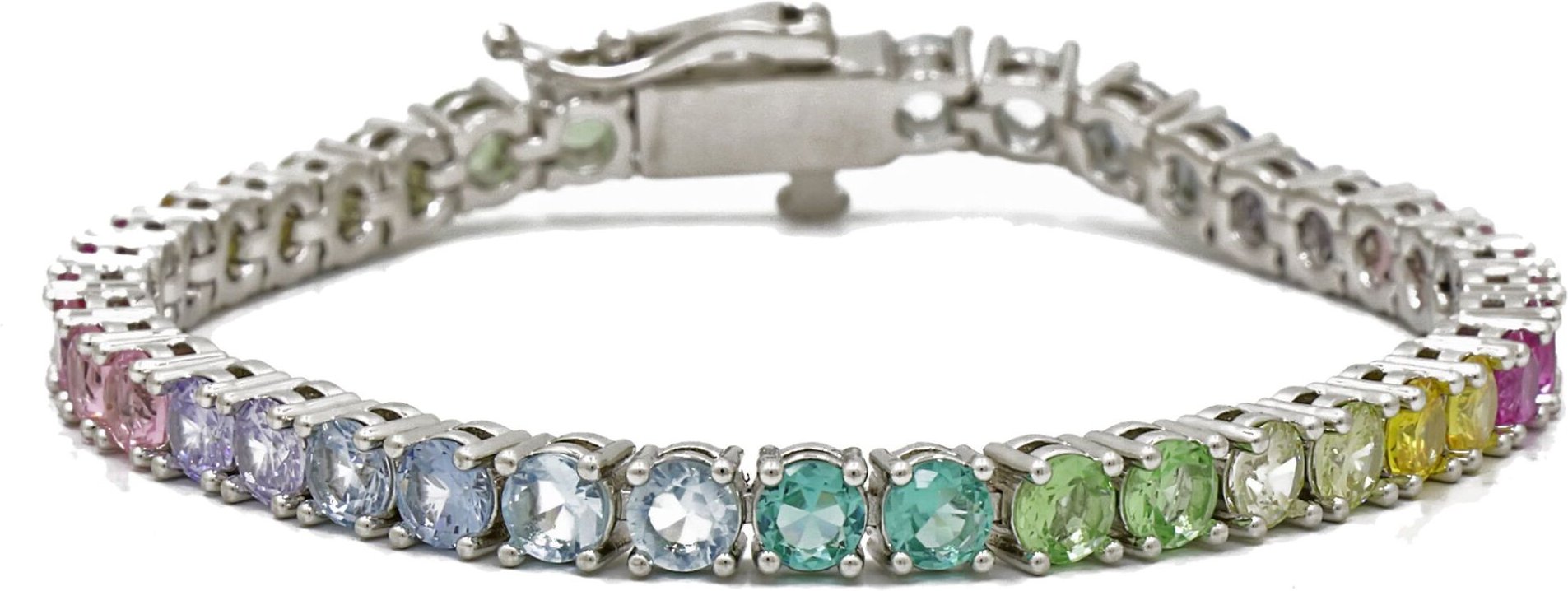 Fashionbox Armband Messing rhodiniert mit Zirkonia multicolor 17 cm