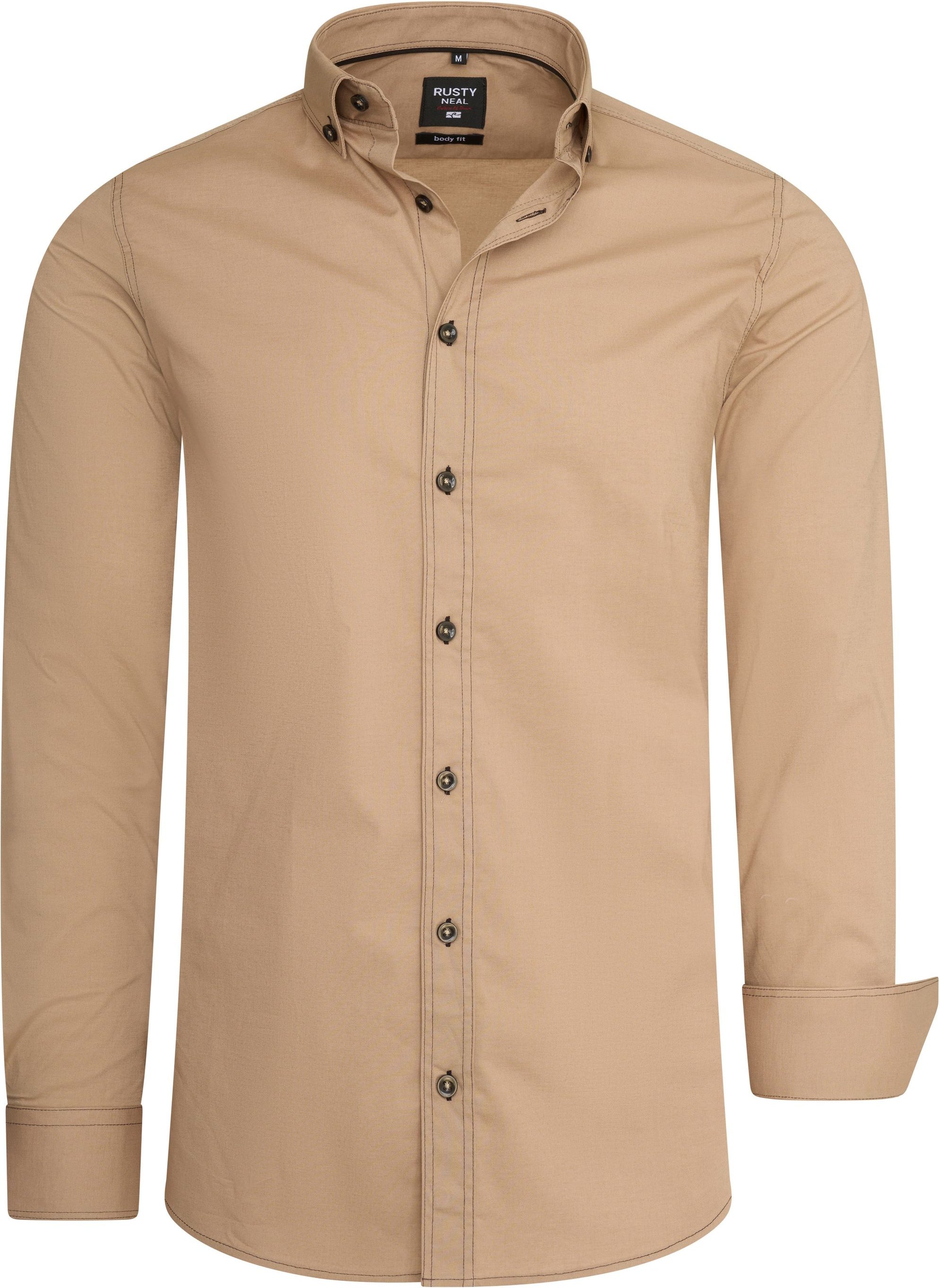 Langarm Slim Fit Hemd mit Kontrast-Naht