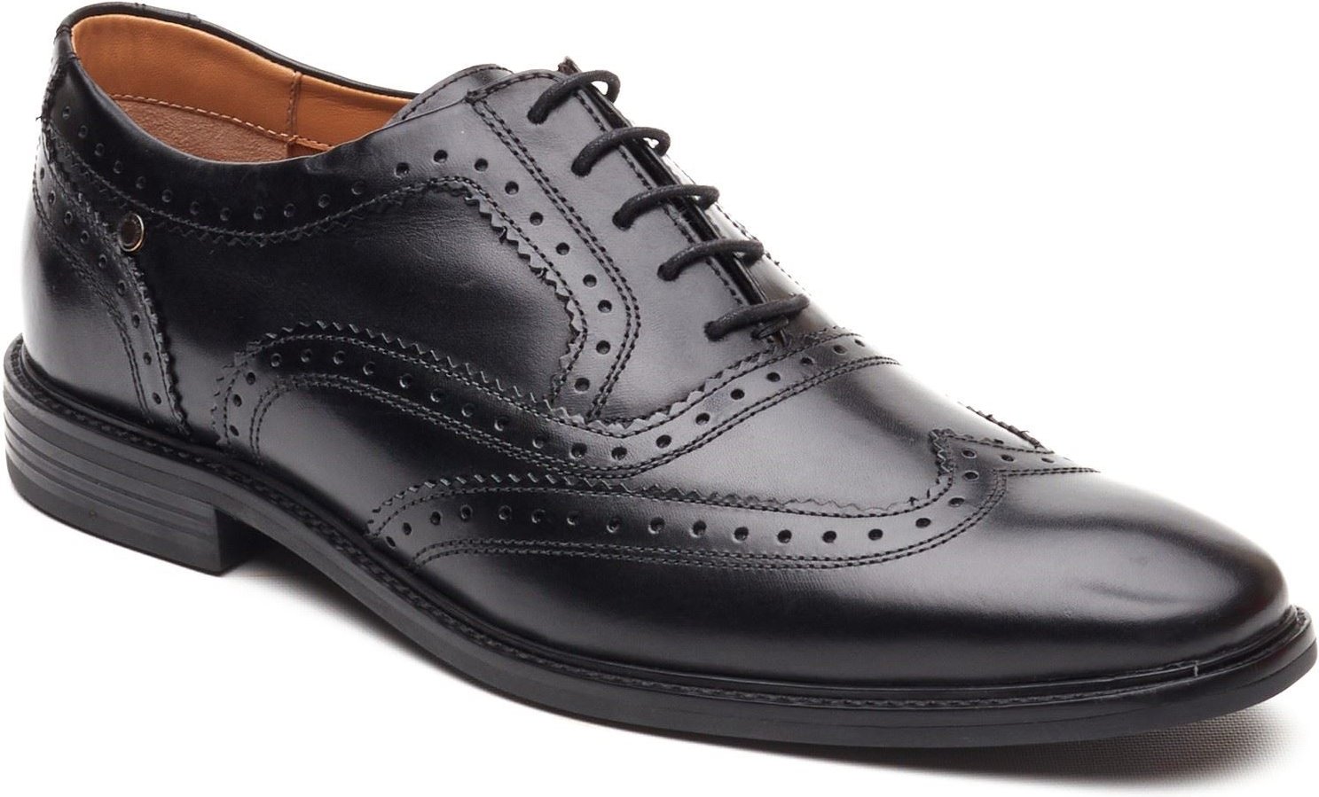 Base London Clarence Brogue Leder Herren Schwarz Brogues Schuhe