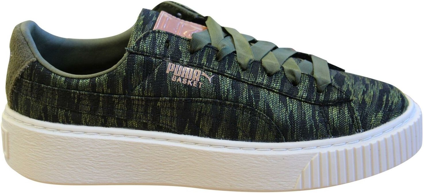 Puma -Korb -Bahnsteig Samt Seil Olive Low Schnüre -up -Womens Trainer 364092 01