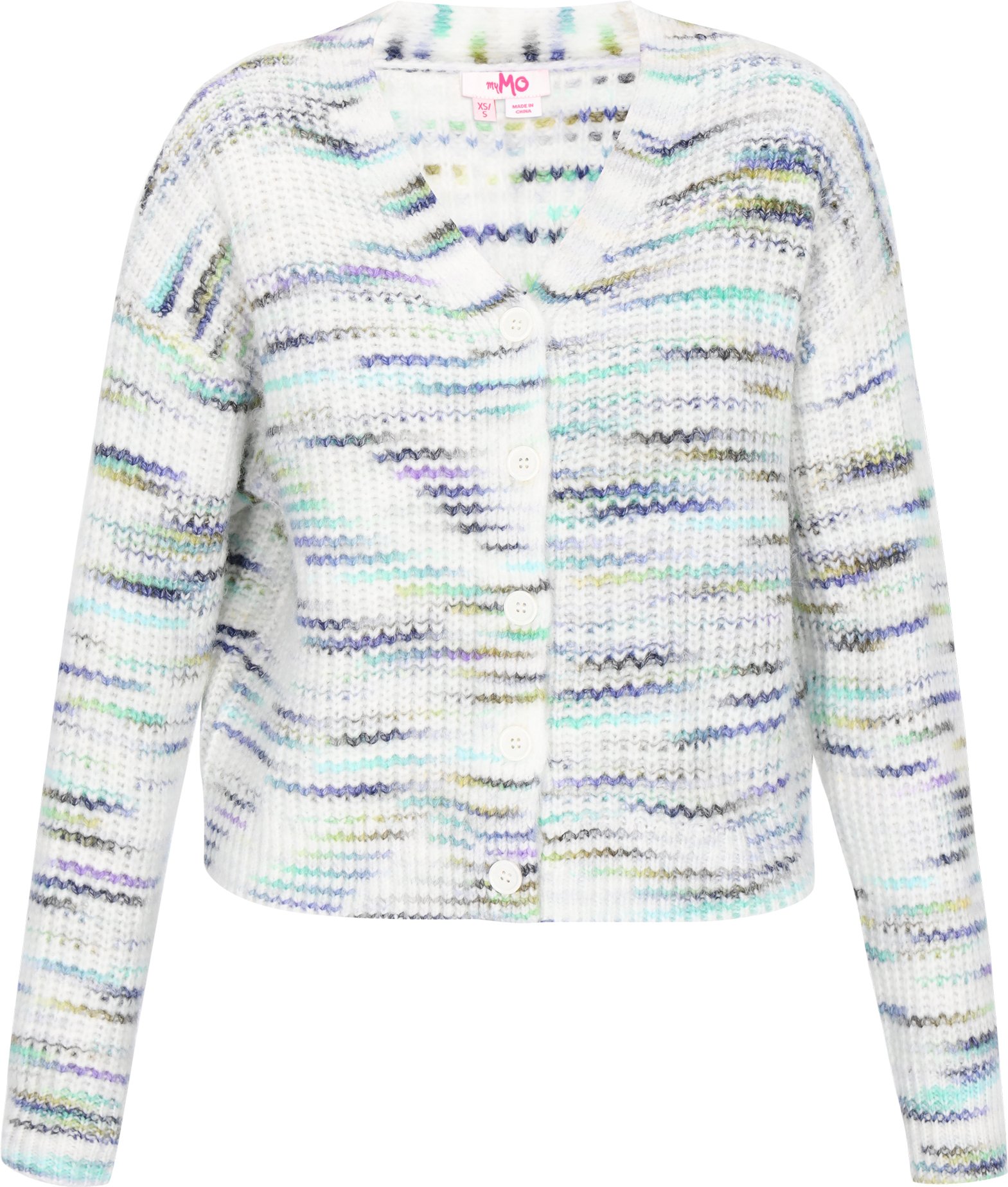 Mymo Strickjacke Frauen cremeweiß mehrfarbig