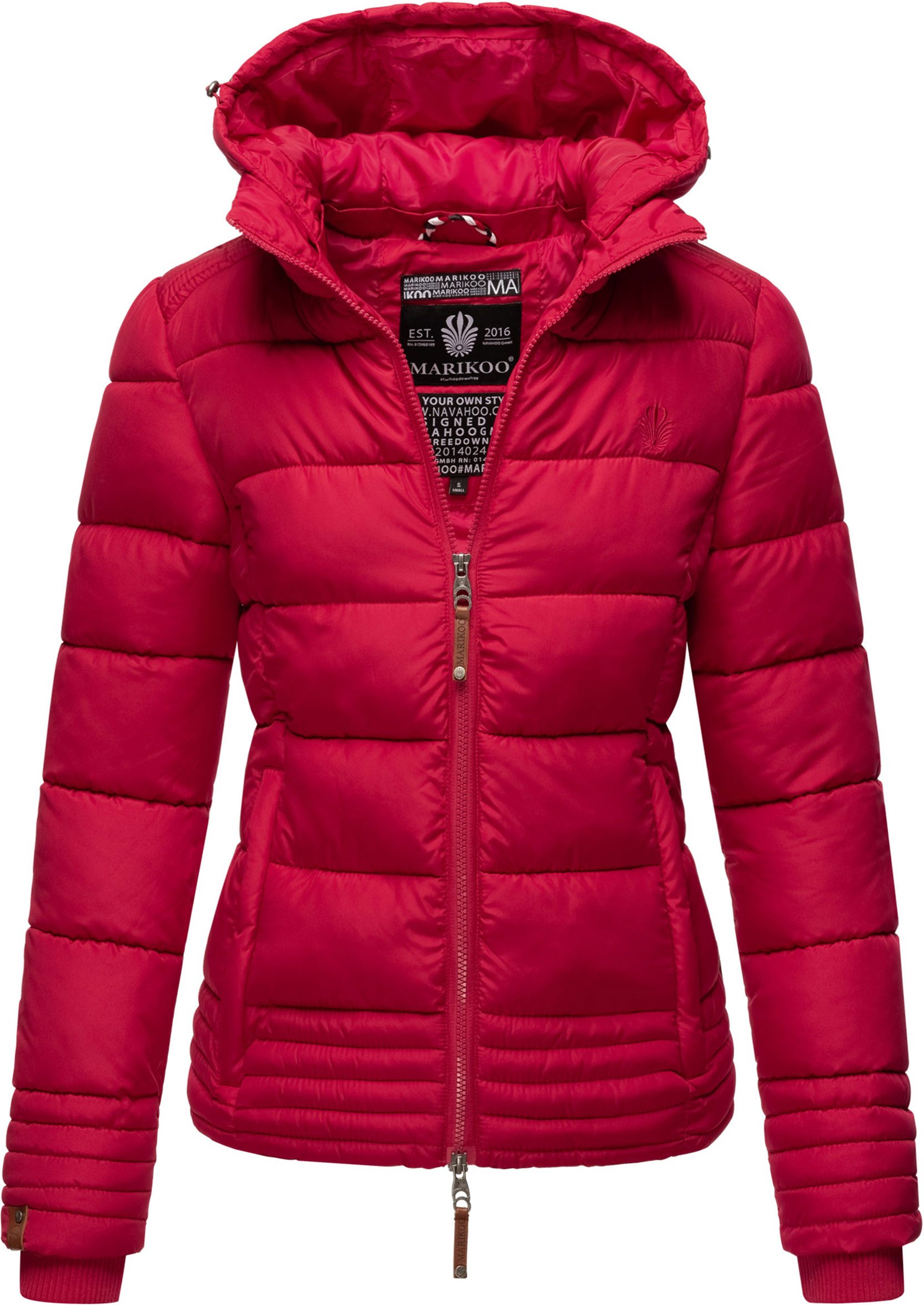 Marikoo Damen Steppjacke mit abnehmbarer Kapuze & 2-Wege-Reißverschluss