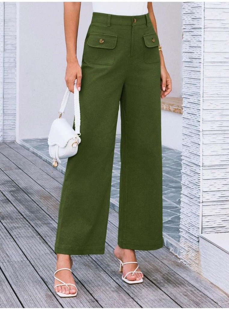 Thumbnail - Hose mit hohem Bund und weitem Bein und Knopfen und Taschen