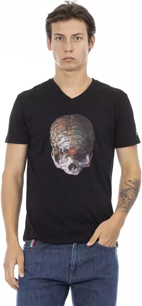 Skull Grafik V-Ausschnitt T-Shirt