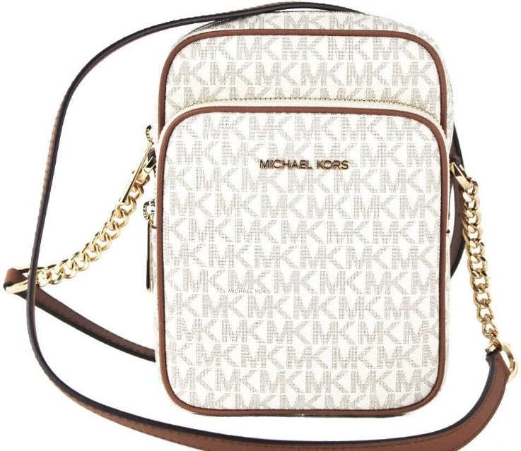 Michael Kors Damen Jet Set Mittelgroße Vanille PVC Nord-Süd Ketten-Crossbody-Handtasche