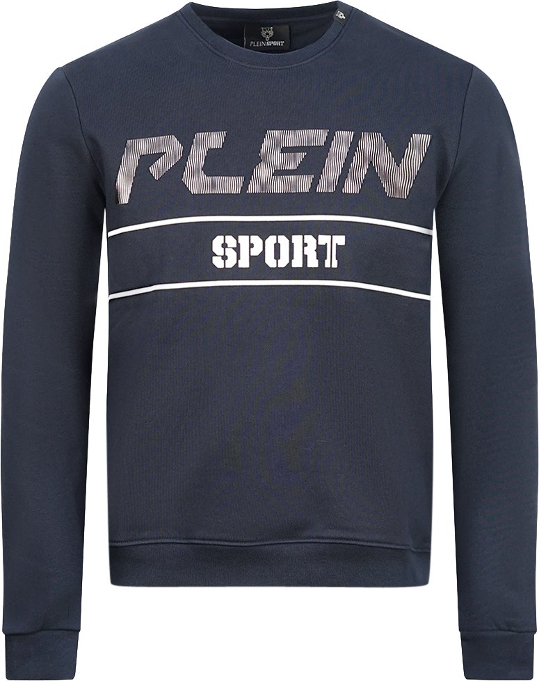 Philipp Plein Sport Schwarz Bold Logo Marineblauer Pullover
