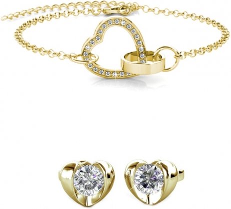 Simply Love Verschlossenes Herz Set - Gold und Kristall