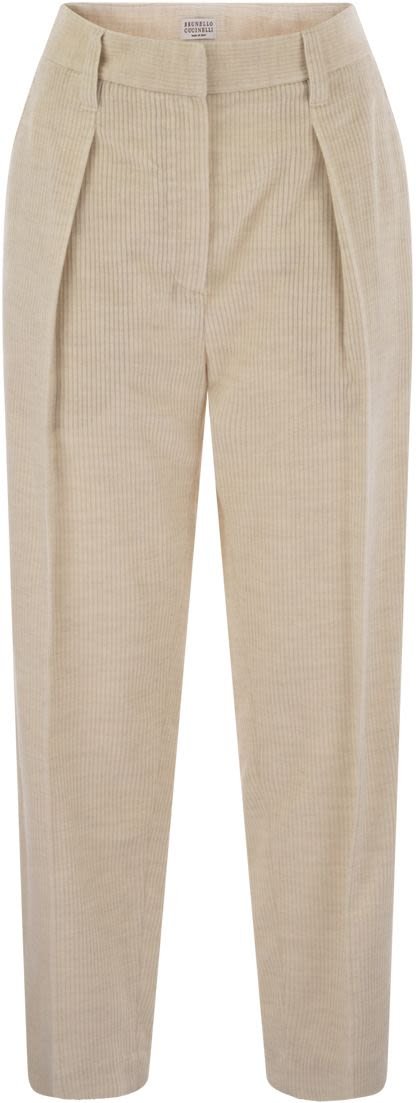 Gestreifte Baumwollhose aus Viskose und Komfort-Baumwolle mit Halskette