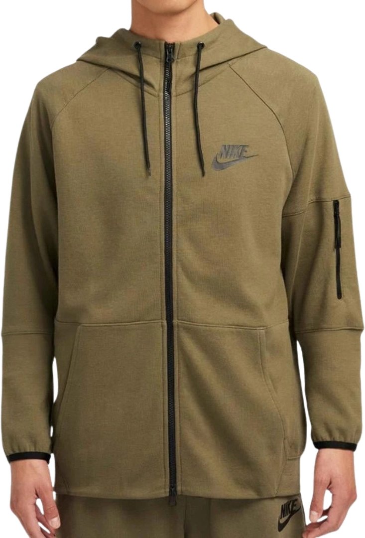 Nike - Khakigrüner Kapuzenpullover Mit Reißverschluss