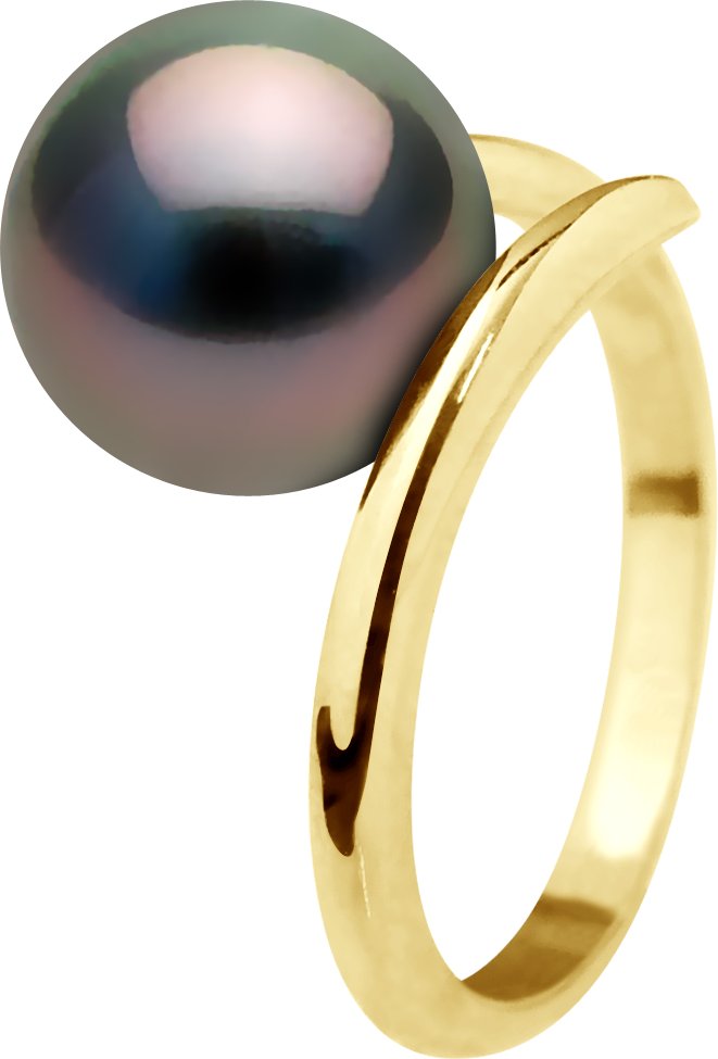 Armreifring – Gelbgold – echte Tahiti-Zuchtperle, rund, 10–11 mm