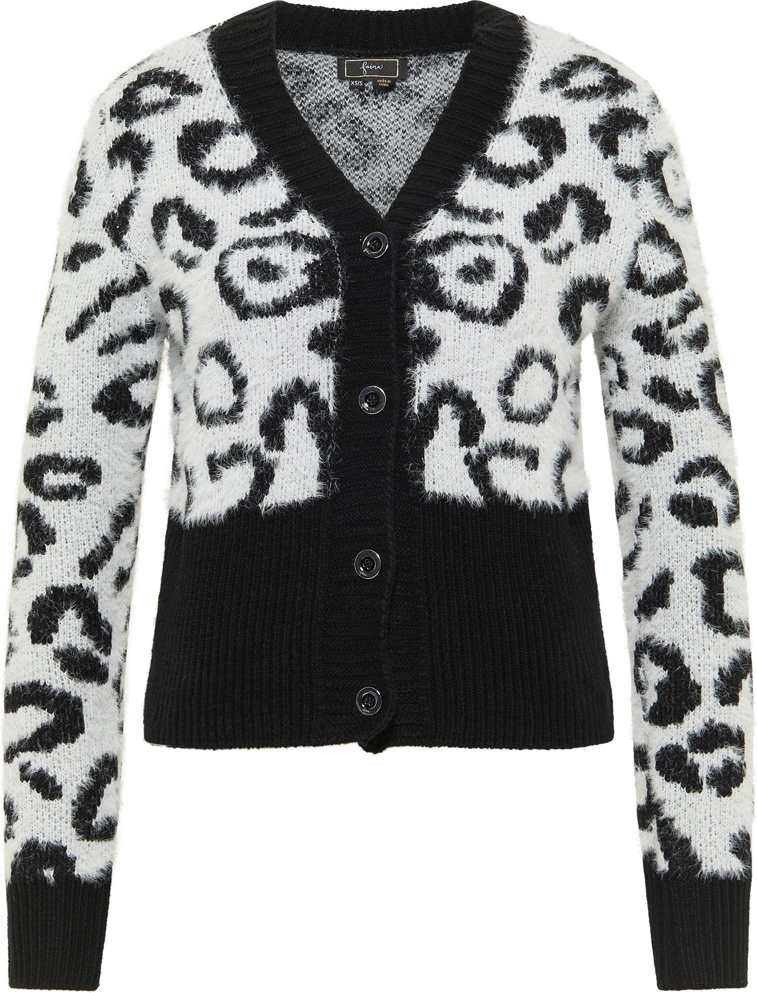 Faina Strickjacke Damen wollweiß schwarz