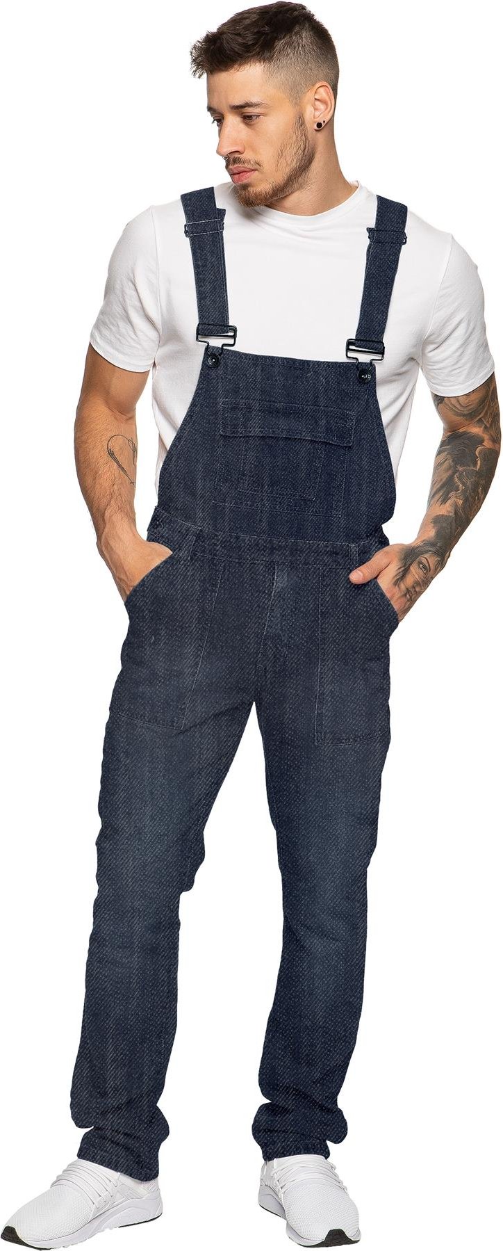Enzo | Herren Denim Overall Latzhose - Dunkelblau