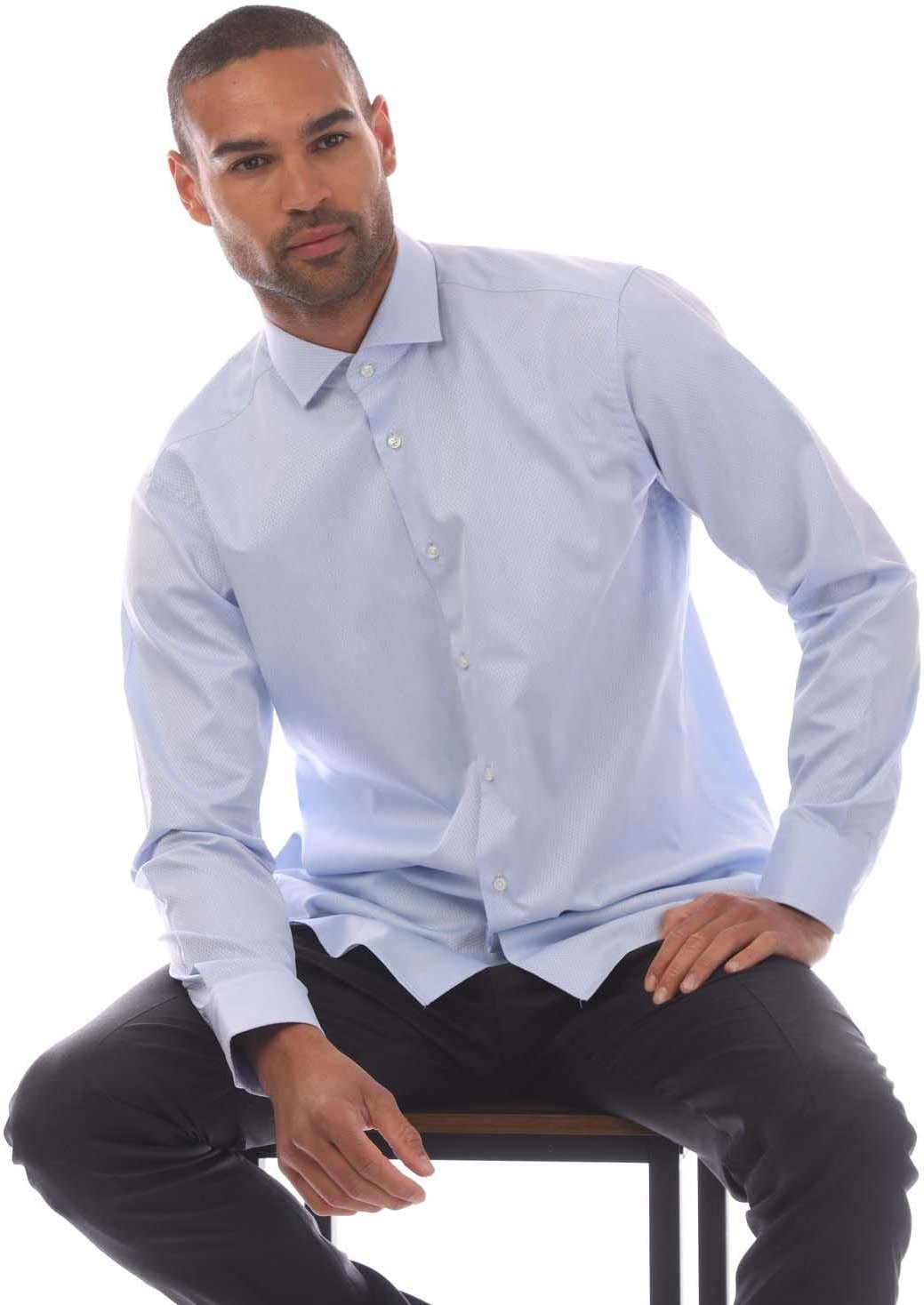 Hugo Boss - "H-Joe" Hemd für Herren,Spreizkragen Baumwolle (Blau)