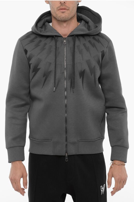 Slim Fit Hoodie mit Frontverschluss in Grau