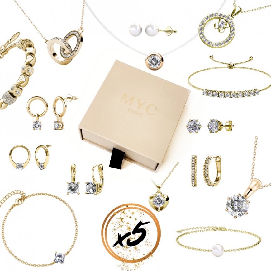 Thumbnail - 5 Überraschungsjuwelen in einer Geschenkbox - Gold und Kristall