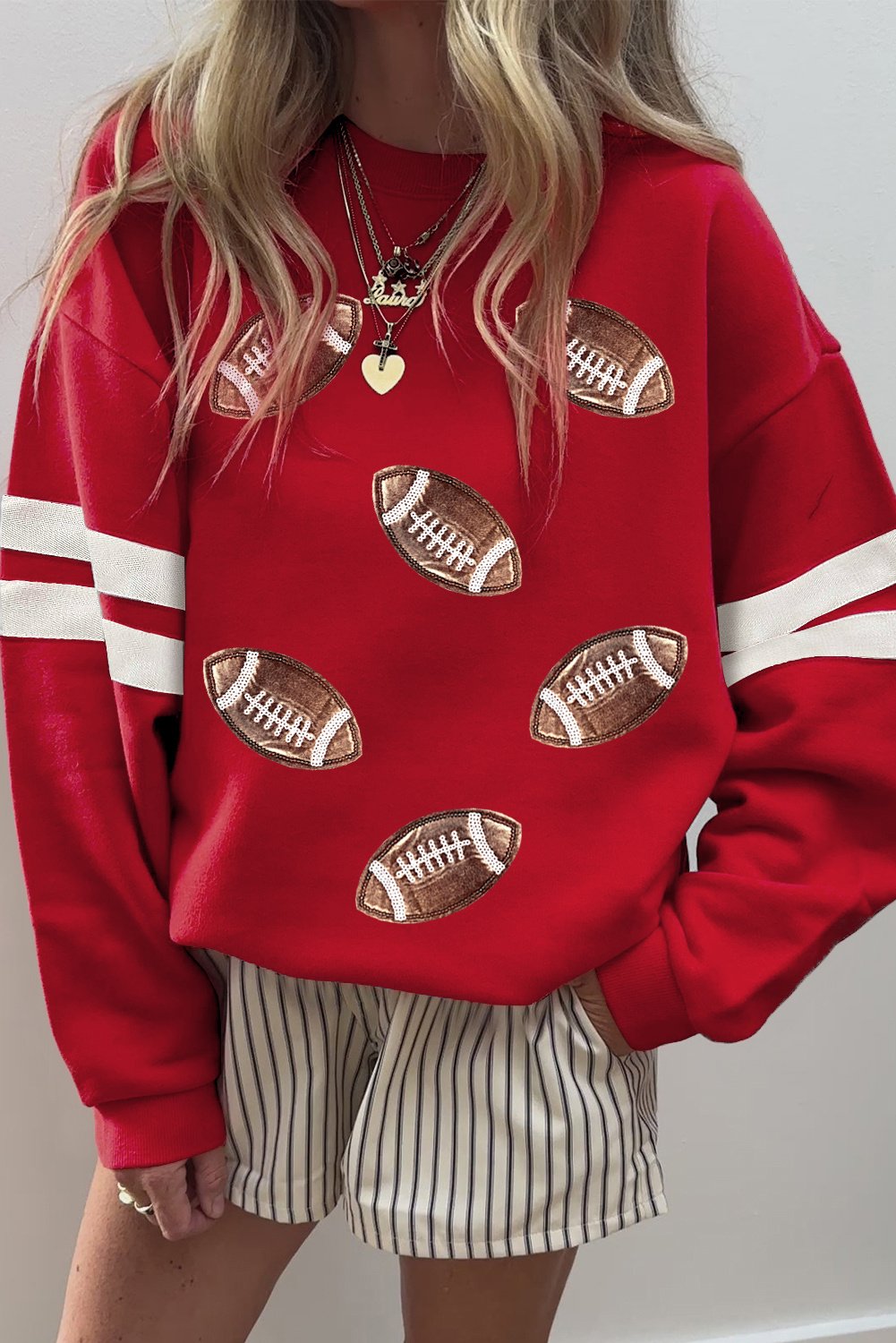 Fußball-Print Rundhals-Sweatshirt