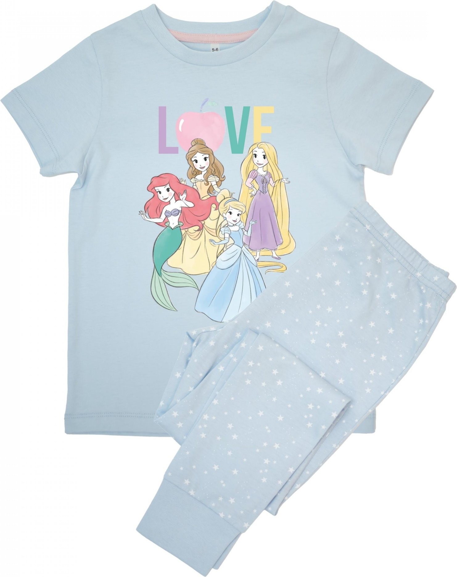 Disney - "Love" Schlafanzug mit langer Hose AOP für Mädchen kurzärmlig (Babyblau)