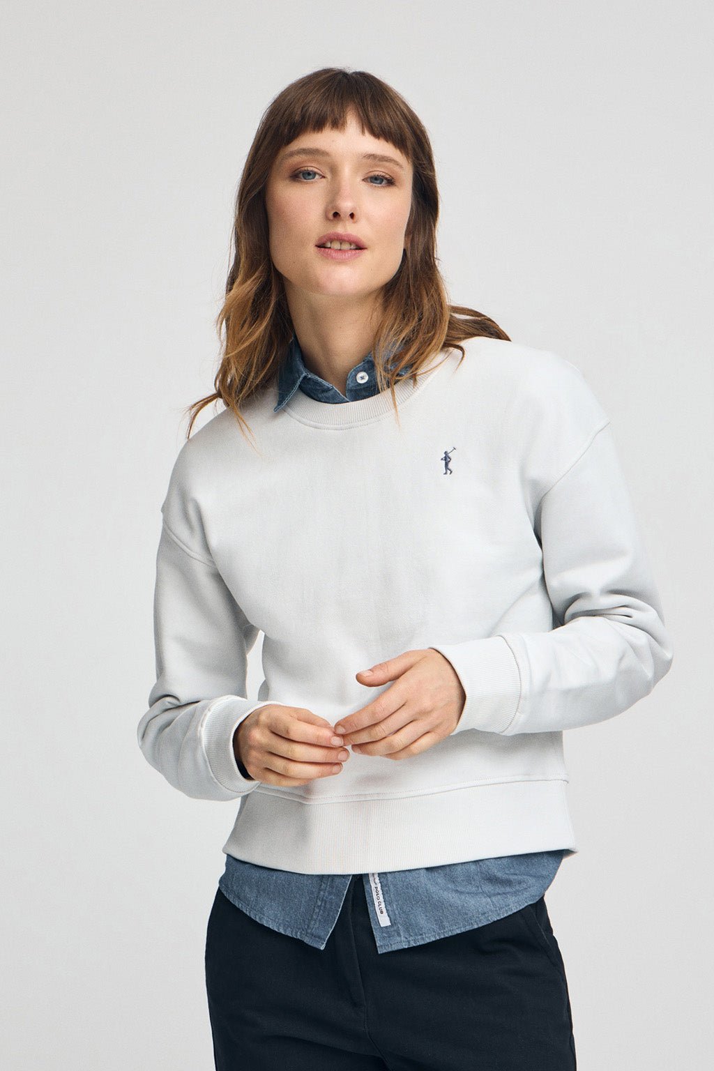 Sweatshirt eisblau im Boxy Fit mit Rigby Go-Logo