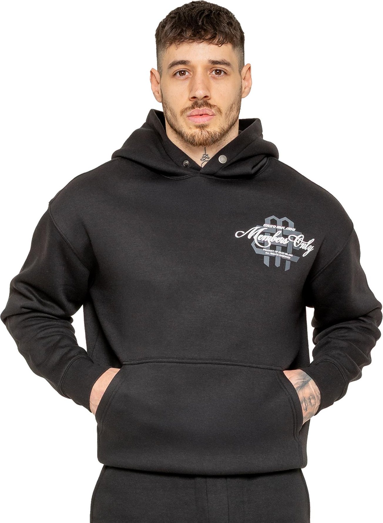 Thumbnail - Enzo Milano | Herren übergroßer bedruckter Hoodie