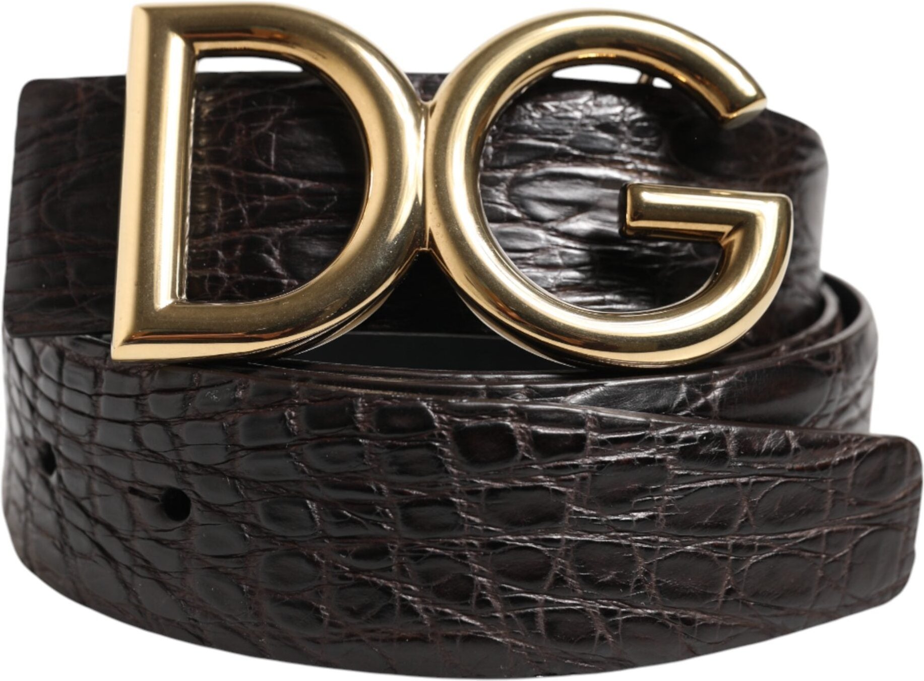 Dolce & Gabbana Schwarzer Exotischer Leder-Gürtel mit DG-Logo-Schnalle